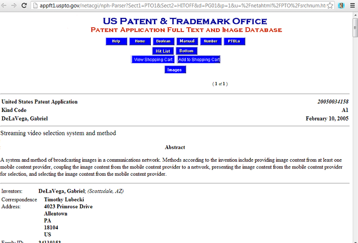 Published Patent Application